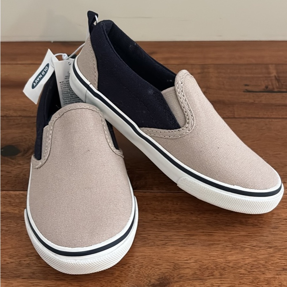 Cat & Jack Blue and Tan Sneakers Slip-On Canvas